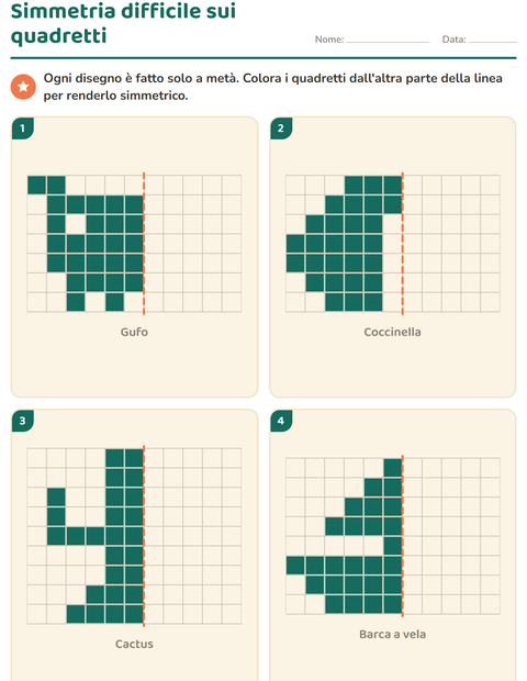 Simmetria difficile sui quadretti: figure complesse