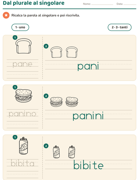 Anteprima della scheda di Singolare e plurale con Cibo BN 3 per Scuola dell'infanzia (5-7 anni)