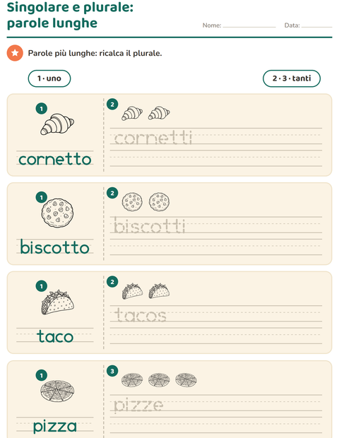 Anteprima della scheda di Singolare e plurale con Cibo BN per Scuola dell'infanzia (5-7 anni)