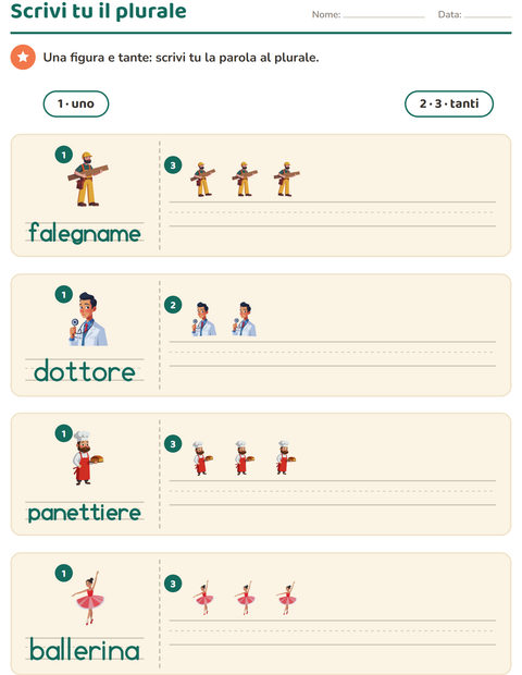 Anteprima della scheda di Singolare e plurale con Professioni per Scuola dell'infanzia (5-7 anni)