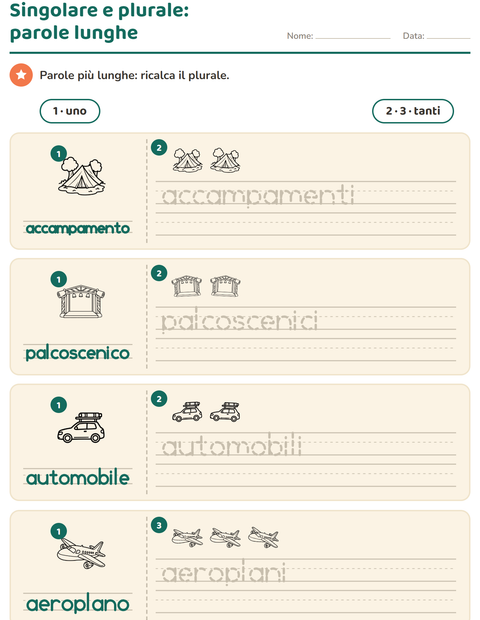 Anteprima della scheda di Singolare e plurale con Viaggi e Vacanze BN per Scuola dell'infanzia (5-7 anni)
