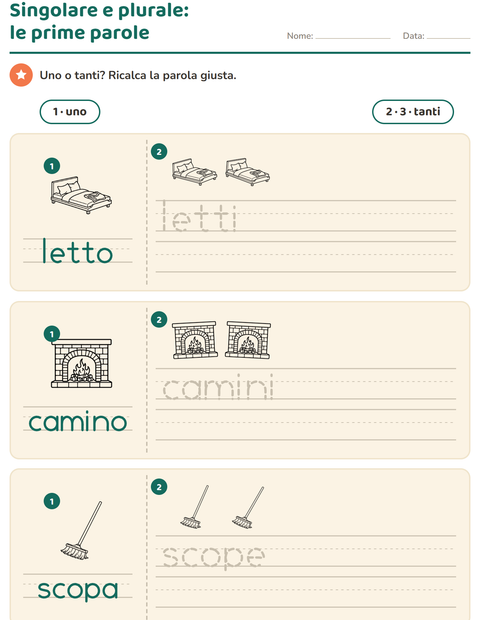 Anteprima della scheda di Singolare e plurale con Casa BN 2 per Scuola dell'infanzia (5-7 anni)