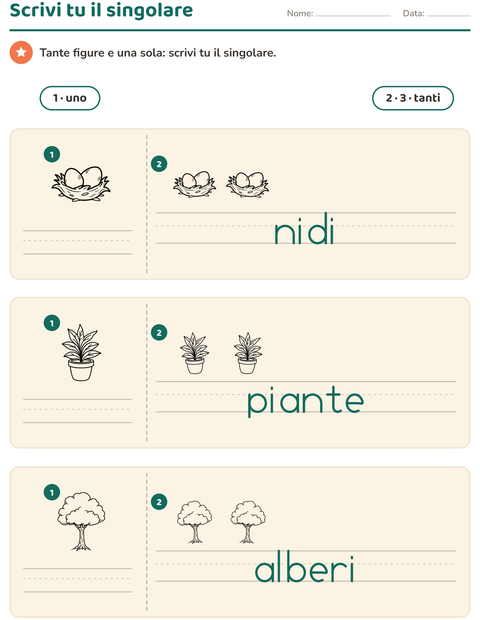 Anteprima della scheda di Singolare e plurale con Casa e Natura BN per Scuola dell'infanzia (5-7 anni)