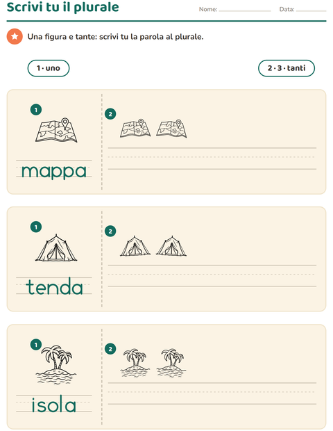 Anteprima della scheda di Singolare e plurale con Viaggi e Vacanze BN per Scuola dell'infanzia (5-7 anni)