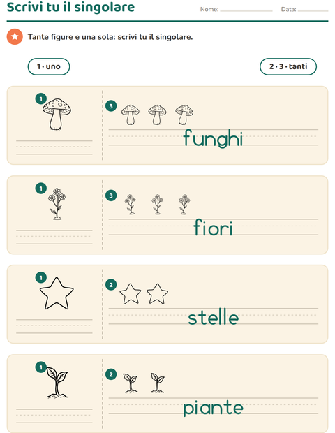 Anteprima della scheda di Singolare e plurale con Natura BN per Scuola dell'infanzia (5-7 anni)