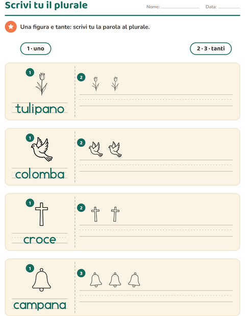 Anteprima della scheda di Singolare e plurale con Pasqua BN per Scuola dell'infanzia (5-7 anni)