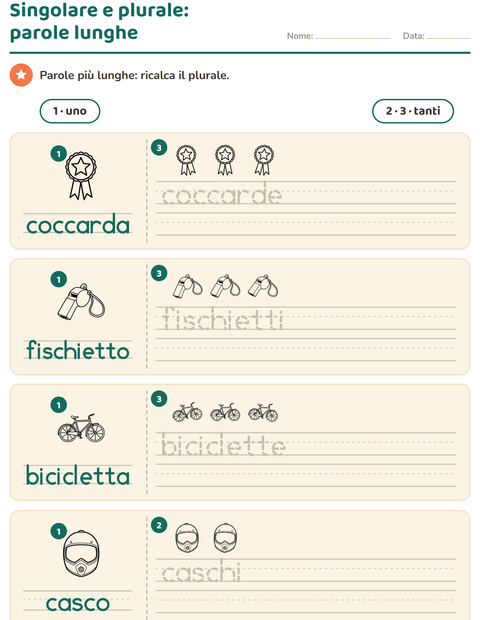Anteprima della scheda di Singolare e plurale con Sport BN per Scuola dell'infanzia (5-7 anni)