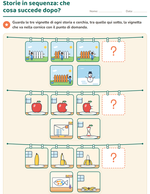Anteprima della scheda di Storie in sequenza per Scuola primaria classe prima