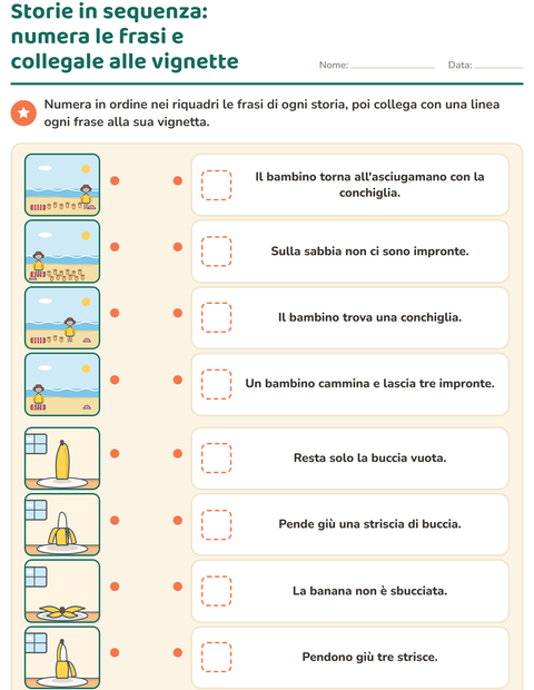 Anteprima della scheda di Storie in sequenza per Scuola primaria classe prima