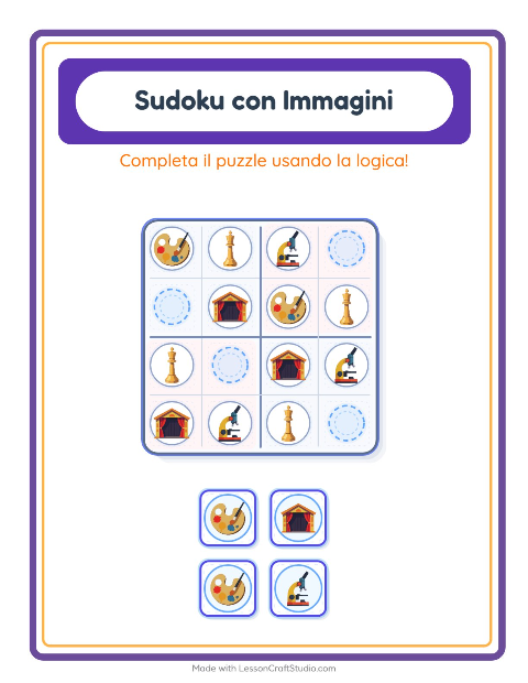 Anteprima della scheda di Sudoku Illustrato con Attività per Scuola dell'infanzia (5-7 anni)