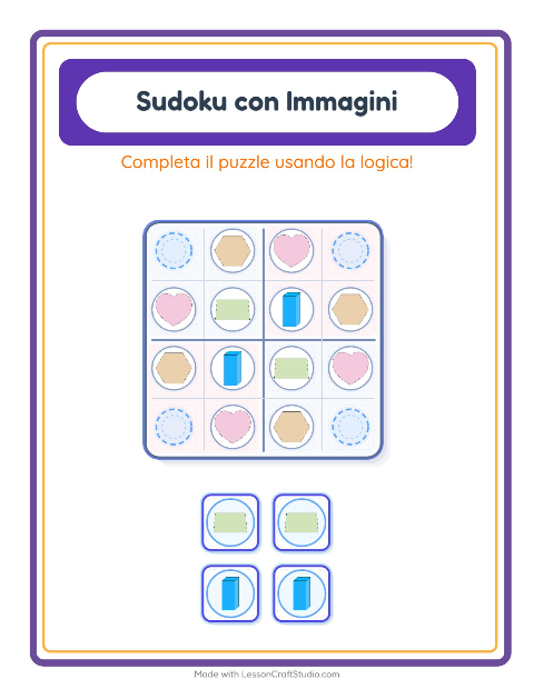 Anteprima della scheda di Sudoku Illustrato con Forme per Scuola dell'infanzia (5-7 anni)