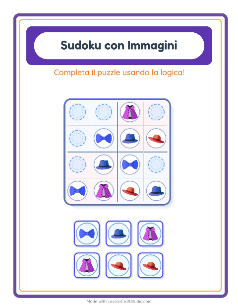 Anteprima della scheda di Sudoku Illustrato con Accessori per Scuola dell'infanzia (5-7 anni)