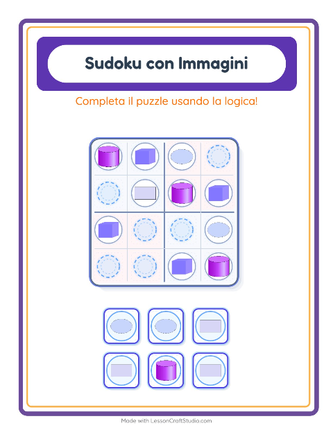 Anteprima della scheda di Sudoku Illustrato con Forme per Scuola dell'infanzia (5-7 anni)