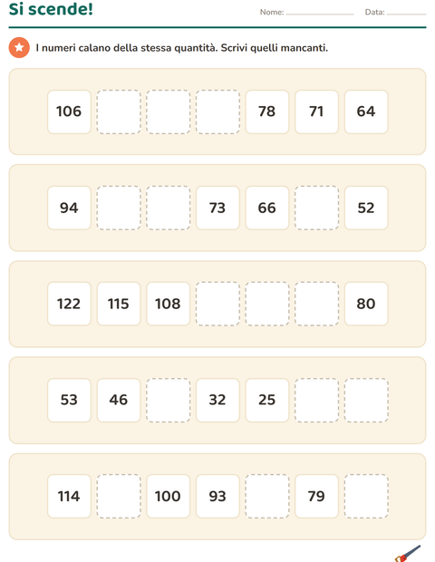 Anteprima della scheda di Tabella dei numeri con Attrezzi per Scuola primaria classe terza