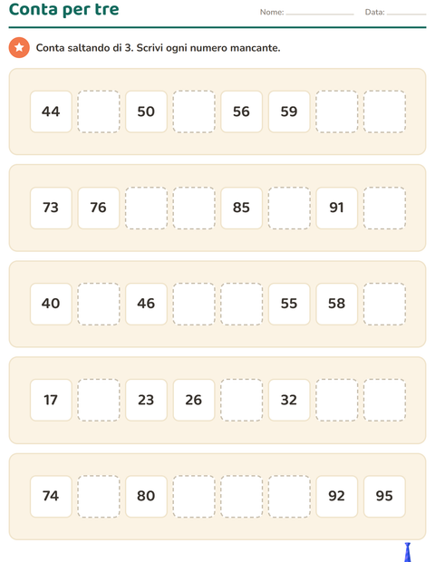 Anteprima della scheda di Tabella dei numeri con Accessori per Scuola primaria classe seconda