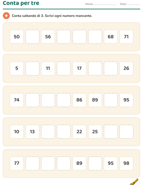 Anteprima della scheda di Tabella dei numeri con Attrezzi per Scuola primaria classe seconda