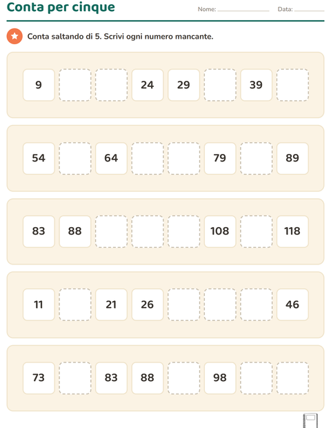 Anteprima della scheda di Tabella dei numeri con Aula 2 (B/N) per Scuola primaria classe prima