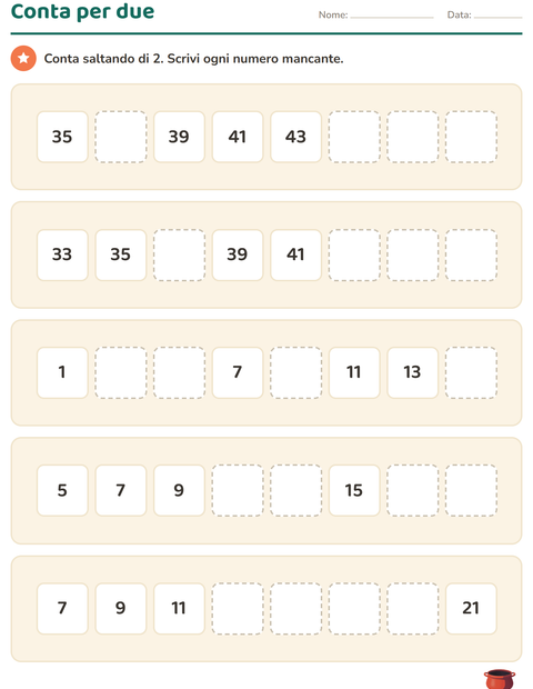 Anteprima della scheda di Tabella dei numeri con Utensili da cucina per Scuola primaria classe prima