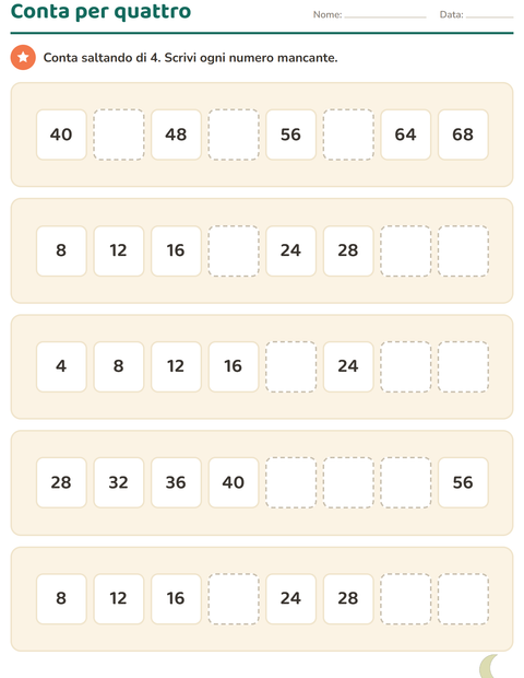 Anteprima della scheda di Tabella dei numeri con Forme per Scuola primaria classe seconda