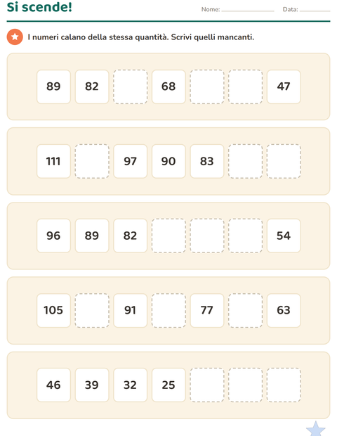 Successioni numeriche e macchine dei numeri per la classe terza — 3