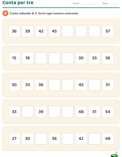 Contare per 3 e per 4 e numeri dispari per la classe seconda — 4