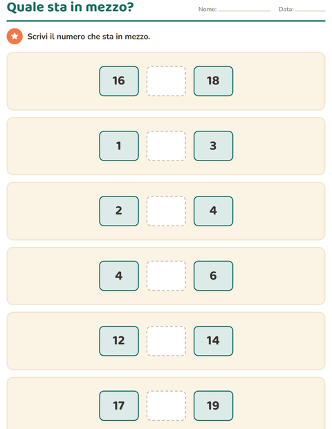 Anteprima della scheda di Tabella dei numeri per Scuola dell'infanzia (5-7 anni)