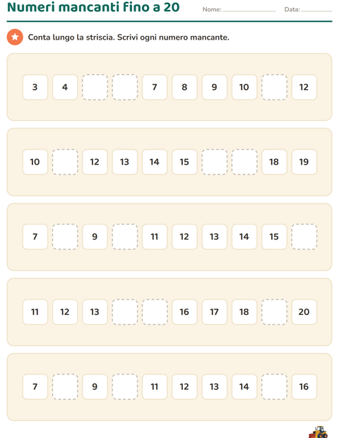 Anteprima della scheda di Tabella dei numeri con Veicoli per Scuola dell'infanzia (5-7 anni)