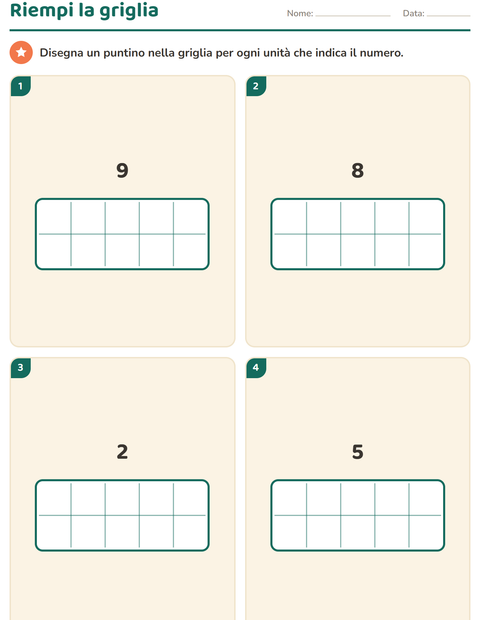 Anteprima della scheda di Tabella del dieci per Scuola dell'infanzia (5-7 anni)