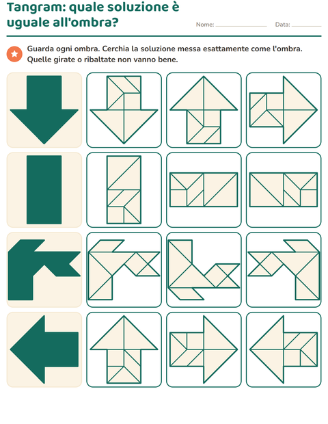 Anteprima della scheda di Tangram per Scuola primaria classe seconda