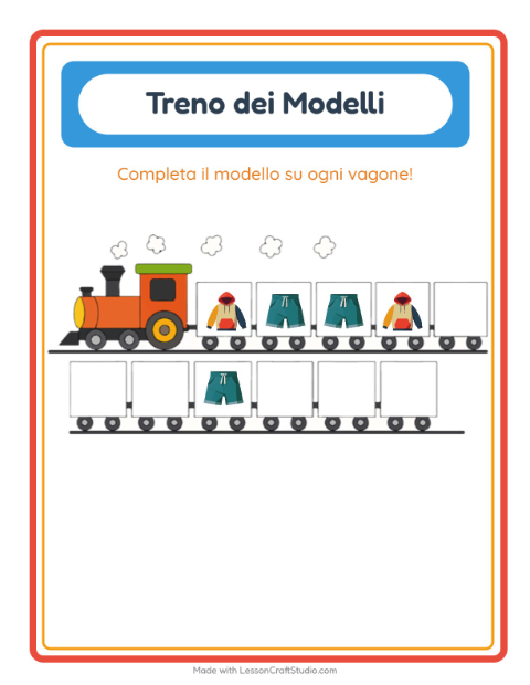 Anteprima della scheda di Treno Dei Modelli con Abbigliamento per Scuola dell'infanzia (5-7 anni)