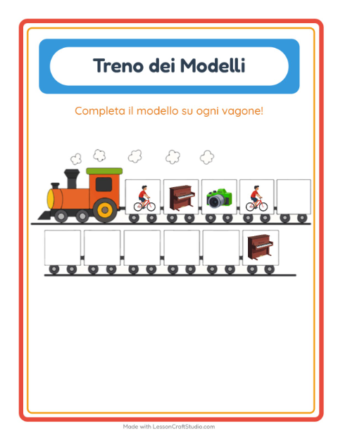 Anteprima della scheda di Treno Dei Modelli con Attività per Scuola dell'infanzia (5-7 anni)