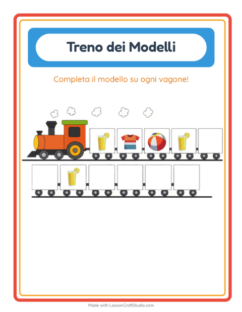 Anteprima della scheda di Treno Dei Modelli con Estate per Scuola dell'infanzia (5-7 anni)