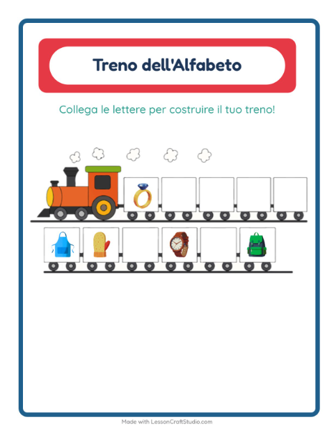 Anteprima della scheda di Treno Dell'alfabeto con Accessori per Scuola dell'infanzia (3-5 anni)