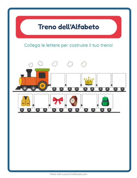 Anteprima della scheda di Treno Dell'alfabeto con Accessori per Scuola dell'infanzia (3-5 anni)