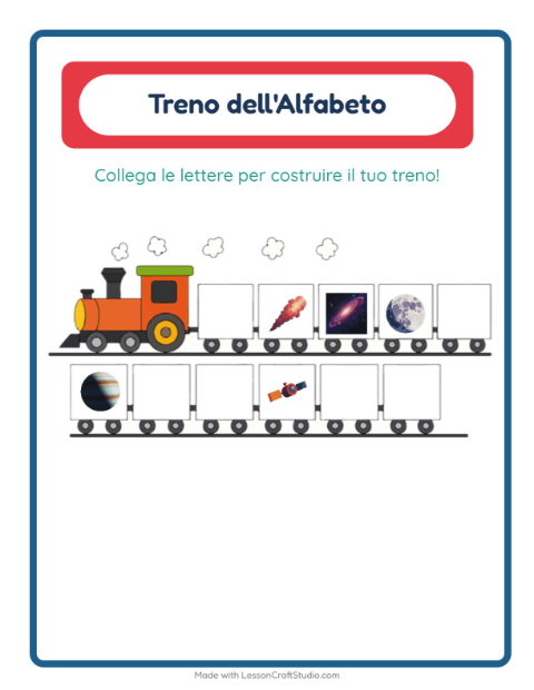 Anteprima della scheda di Treno Dell'alfabeto con Spazio per Scuola dell'infanzia (3-5 anni)