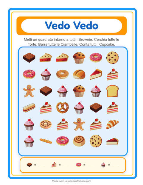 Anteprima della scheda di Trova E Conta con Panetteria per Scuola dell'infanzia (3-5 anni)