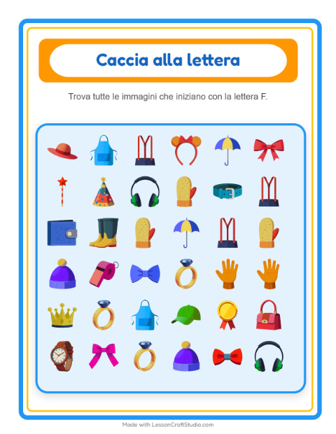 Anteprima della scheda di Trova E Conta con Accessori per Scuola dell'infanzia (3-5 anni)