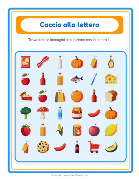Anteprima della scheda di Trova E Conta con Al supermercato per Scuola dell'infanzia (3-5 anni)