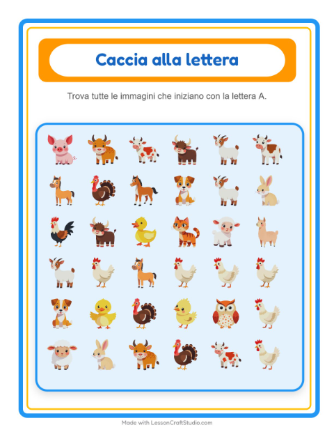 Anteprima della scheda di Trova E Conta con Animali della fattoria per Scuola dell'infanzia (3-5 anni)