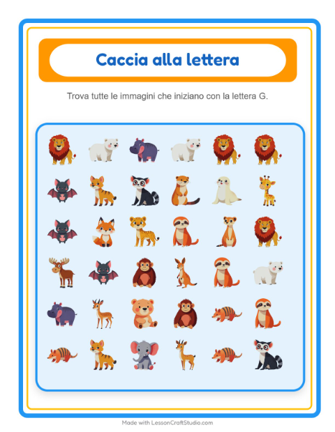 Anteprima della scheda di Trova E Conta con Animali dello zoo per Scuola dell'infanzia (3-5 anni)