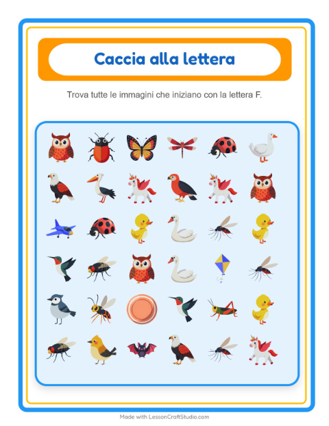 Anteprima della scheda di Trova E Conta con Cose che volano per Scuola dell'infanzia (3-5 anni)
