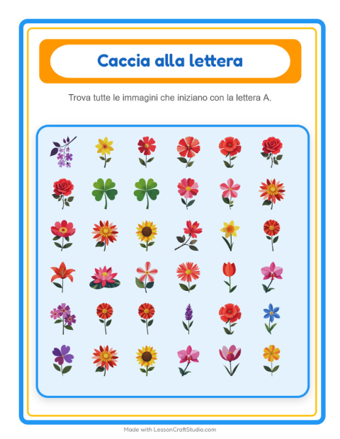 Anteprima della scheda di Trova E Conta con Fiori per Scuola dell'infanzia (3-5 anni)