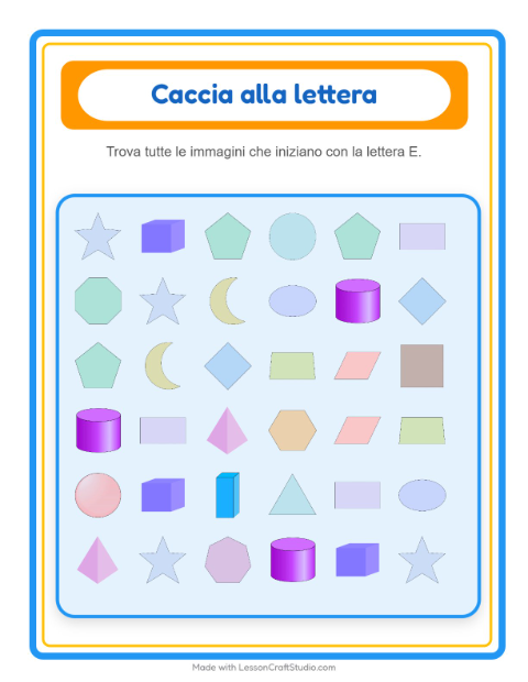 Anteprima della scheda di Trova E Conta con Forme per Scuola dell'infanzia (3-5 anni)