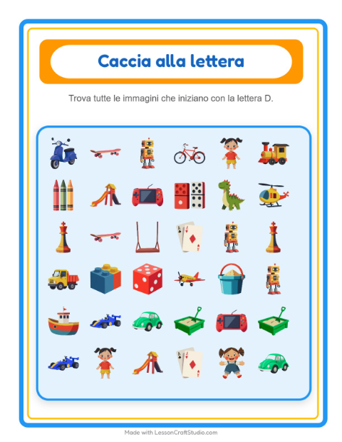 Anteprima della scheda di Trova E Conta con Giocattoli per Scuola dell'infanzia (3-5 anni)