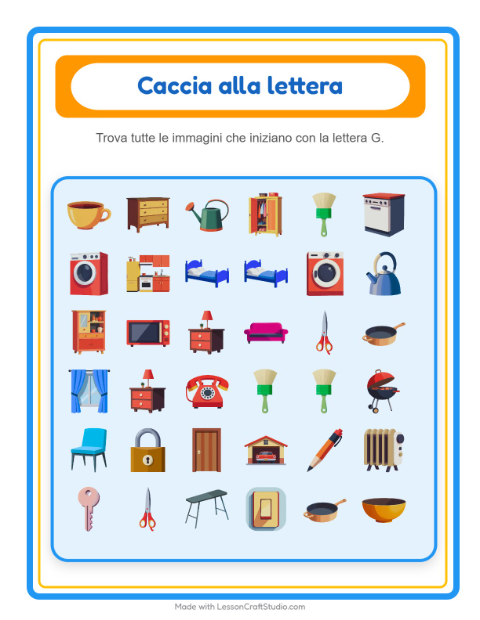 Anteprima della scheda di Trova E Conta con In giro per casa per Scuola dell'infanzia (3-5 anni)