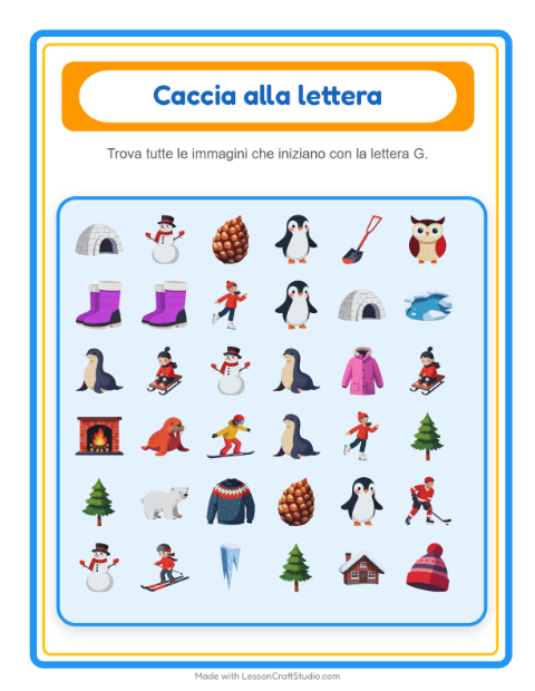 Anteprima della scheda di Trova E Conta con Inverno per Scuola dell'infanzia (3-5 anni)