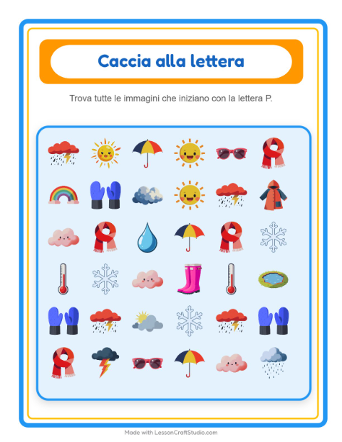 Anteprima della scheda di Trova E Conta con Meteo per Scuola dell'infanzia (3-5 anni)