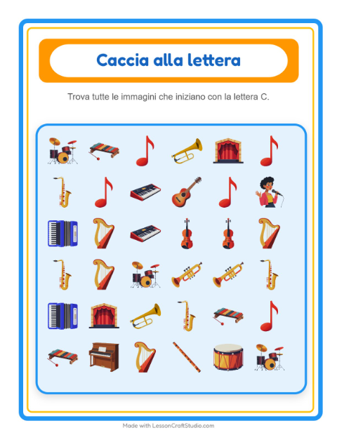 Anteprima della scheda di Trova E Conta con Musica per Scuola dell'infanzia (3-5 anni)