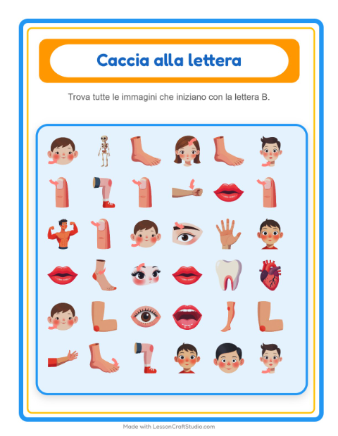Anteprima della scheda di Trova E Conta con Parti del corpo per Scuola dell'infanzia (3-5 anni)