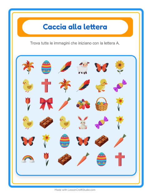 Anteprima della scheda di Trova E Conta con Pasqua per Scuola dell'infanzia (3-5 anni)